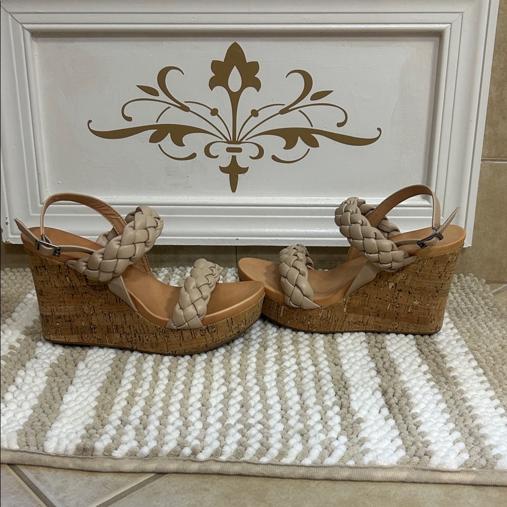 Braided Tan Wedge Sandals